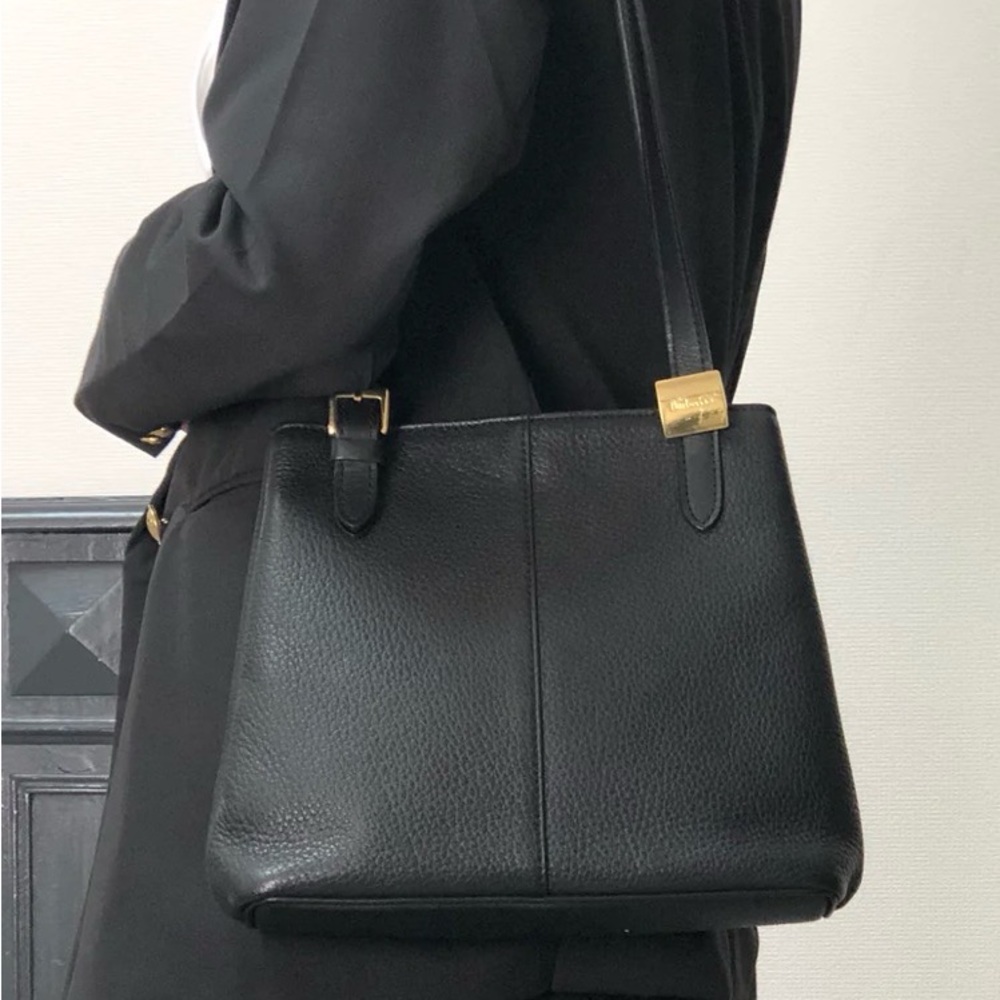 Burberry Black Leather Shoulder Bag with Gold Hardware